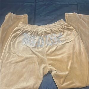 Beige Kids Bottoms with Rhinestone Detail
